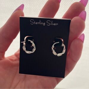 Sterling Silver Twisted Hoop Earrings NEW